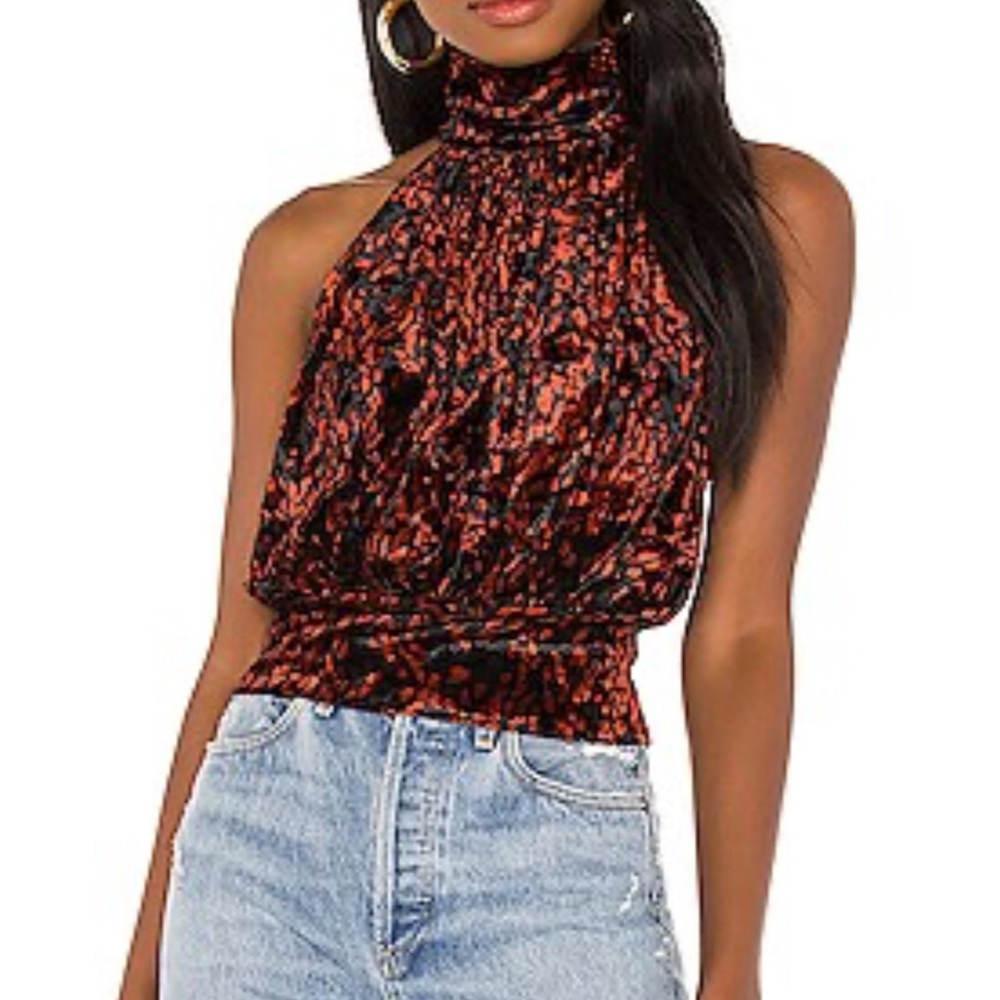 Fp take a break halter velvet top, size M
